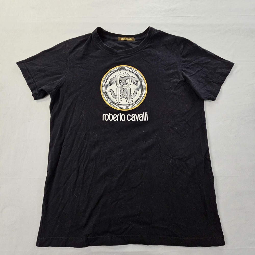 Roberto Cavalli Black Short Sleeve Cotton T-Shirt Men's L